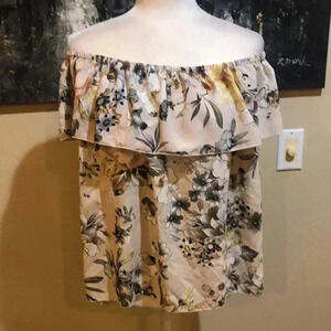 I JEANS BY BUFFALO Floral Ruffled Off/On Shoulder Blouse-Size CL
